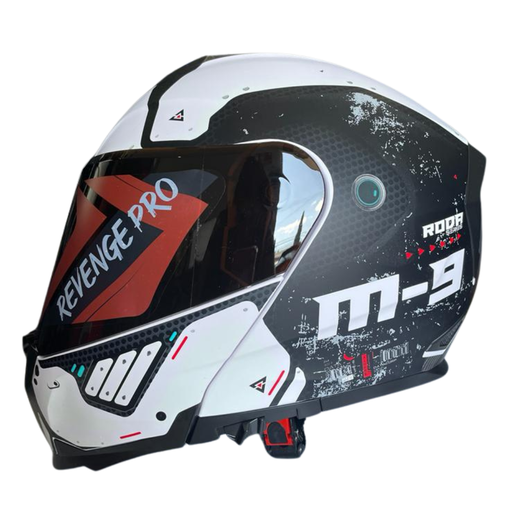 CASCO RODA REVENGE PRO BLANCO MATE ANDROID L ABATIBLE MICA HUMO